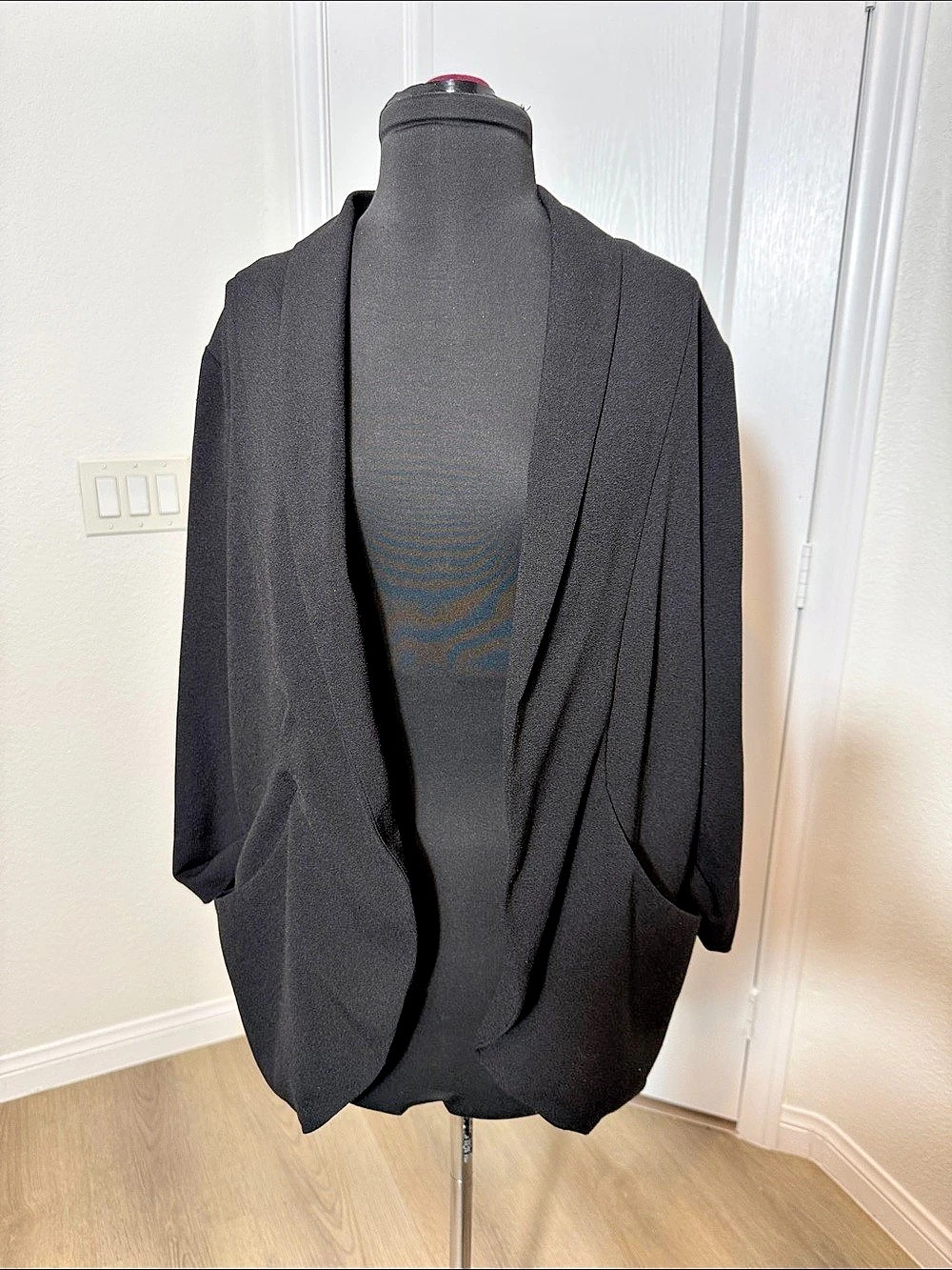 Sophisticated Draped Open Front Cardigan
